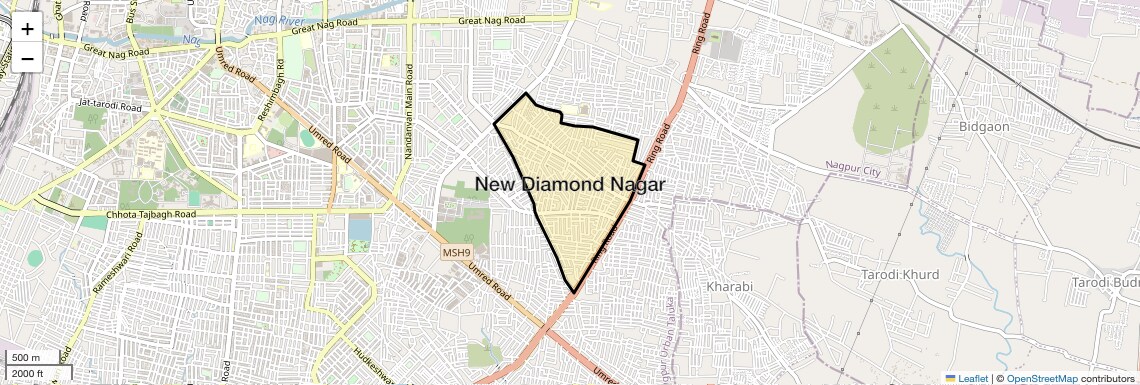 Location Map of New Diamond Nagar, Nagpur