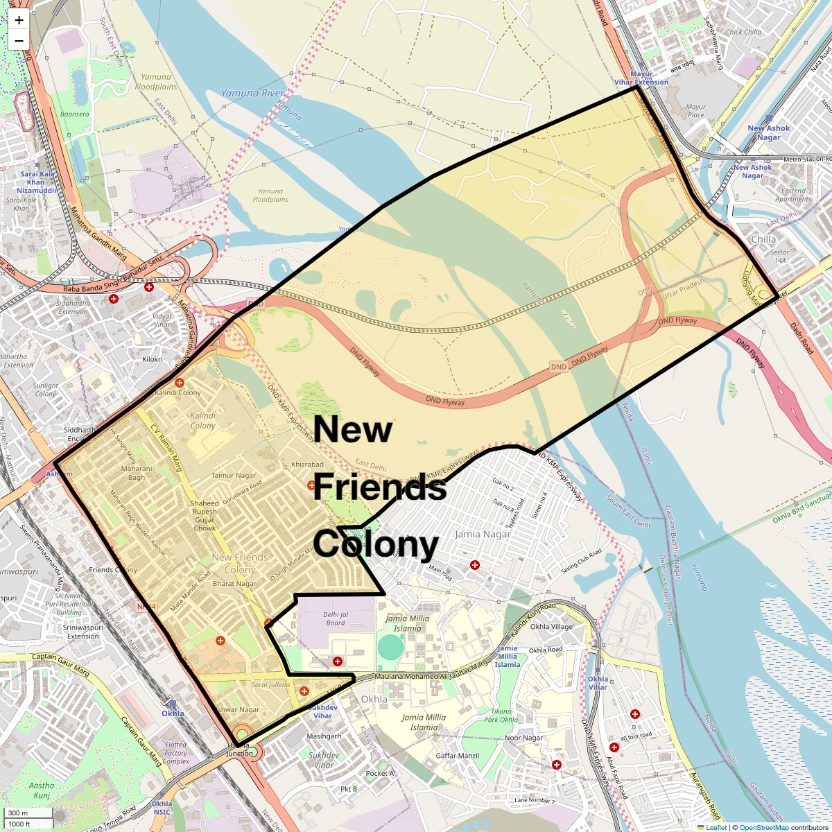Location Map of New Friends Colony, Delhi