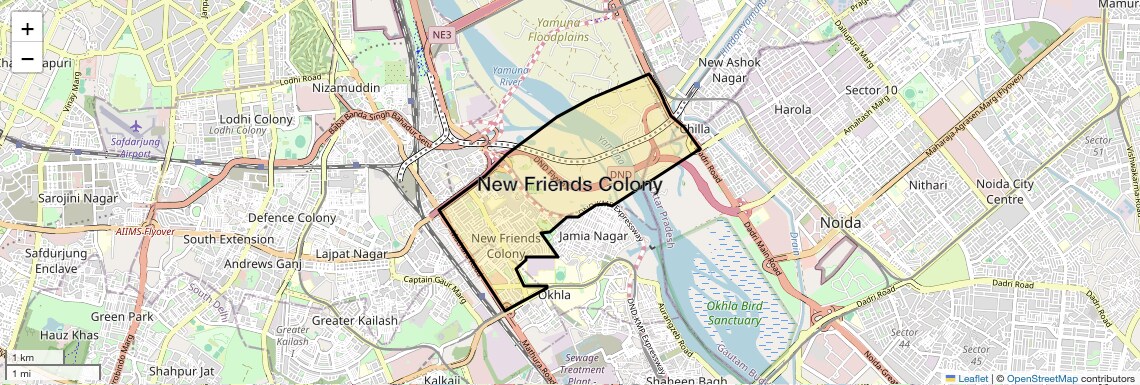 Location Map of New Friends Colony, Delhi