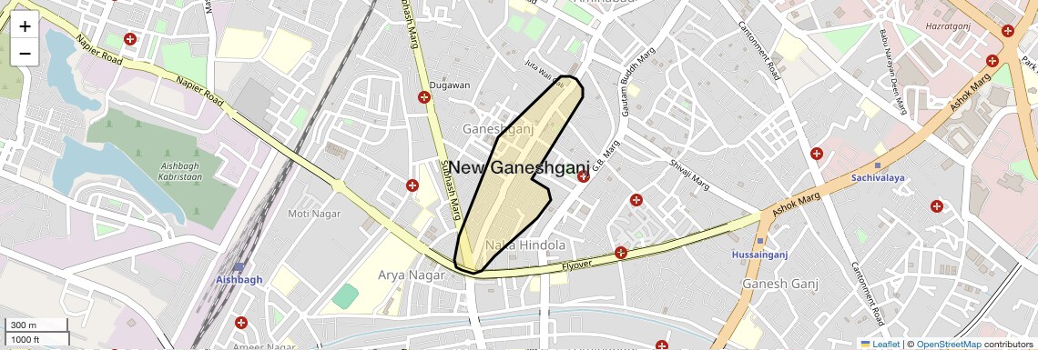 Location Map of New Ganeshganj, Lucknow