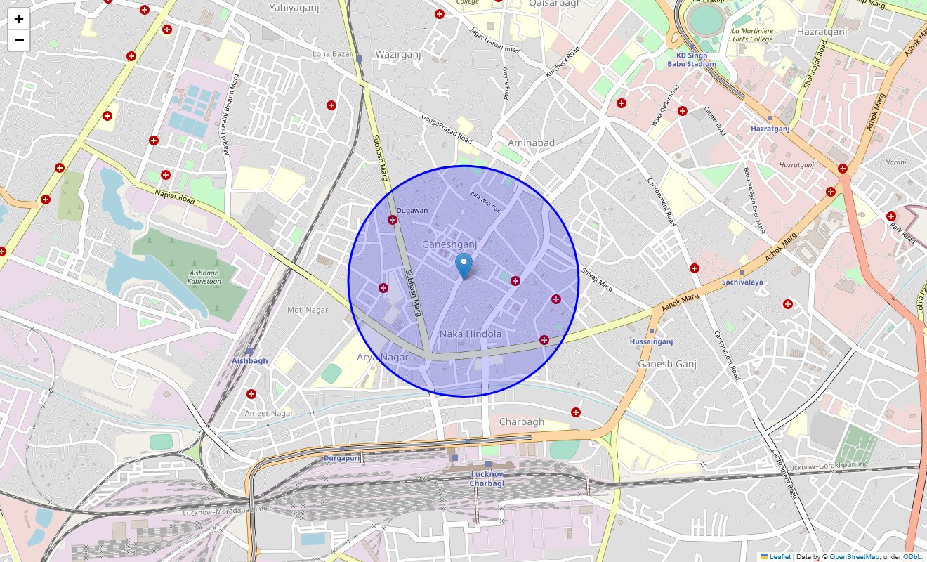 Location Map of New Ganeshganj, Lucknow