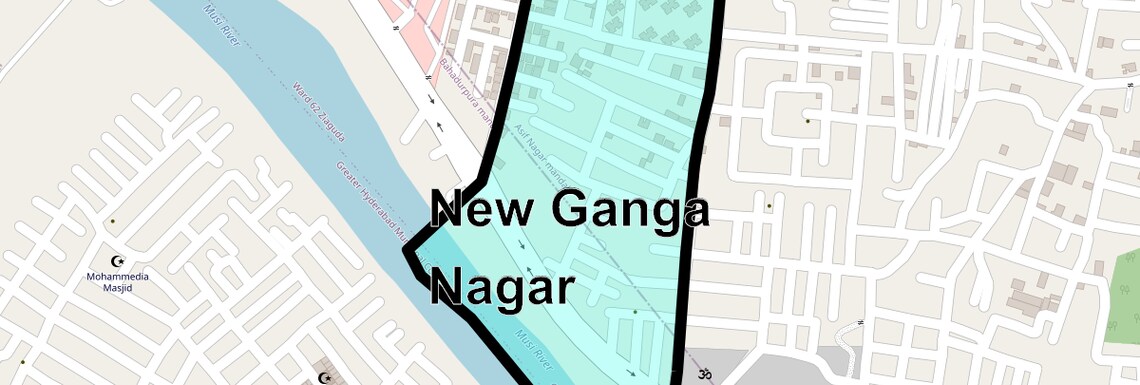 Location Map of New Ganga Nagar, Hyderabad