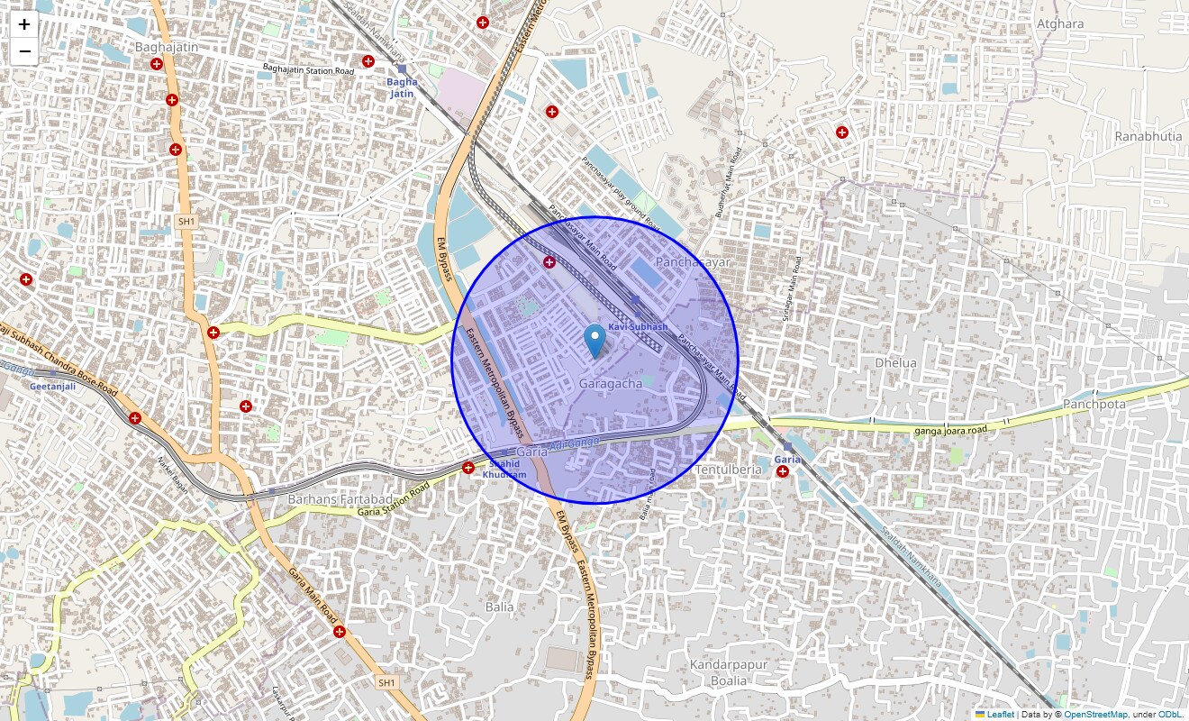 Location Map of New Garia, Kolkata