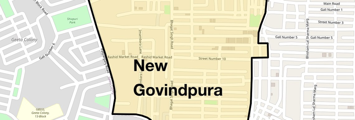 Location Map of New Govindpura, Delhi