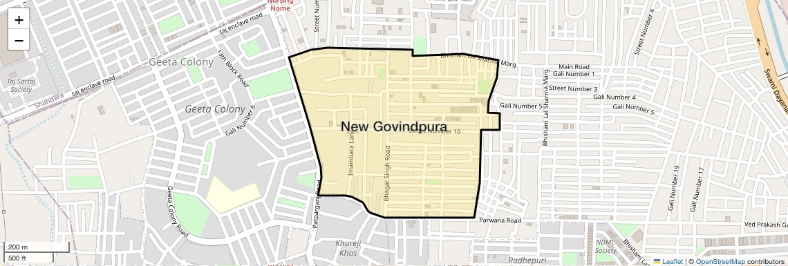 Location Map of New Govindpura, Delhi