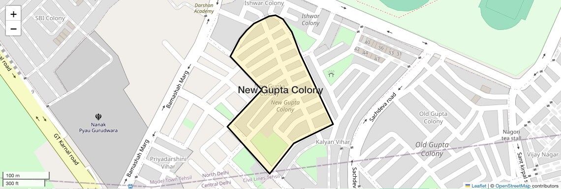 Location Map of New Gupta Colony, Delhi