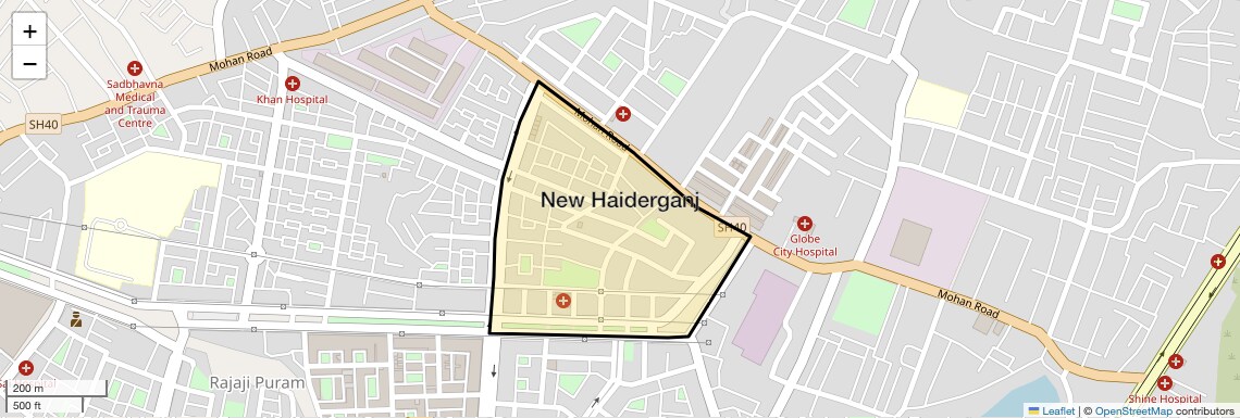 Location Map of New Haiderganj, Lucknow