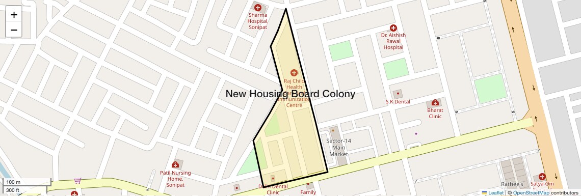 Location Map of New Housing Board Colony, Sonipat