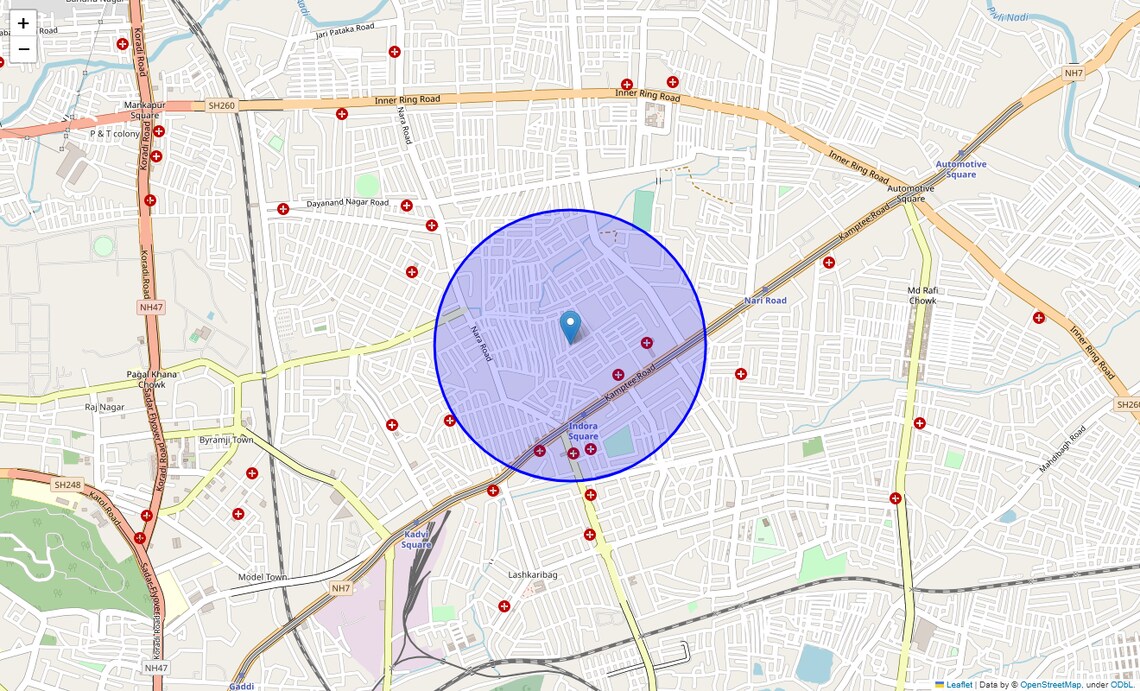 Location Map of New Indora, Nagpur