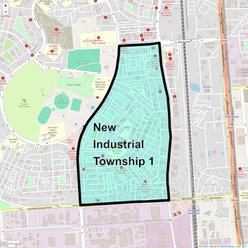 Location Map of New Industrial Township 1, Faridabad