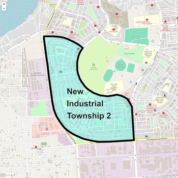 Location Map of New Industrial Township 2, Faridabad
