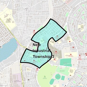 Location Map of New Industrial Township 3, Faridabad