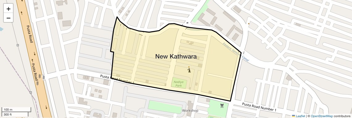 Location Map of New Kathwara, Delhi