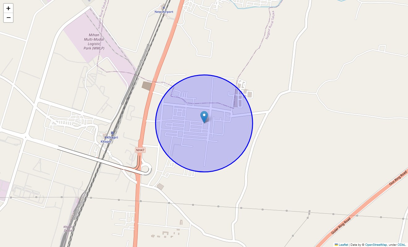 Location Map of New Khapri, Nagpur