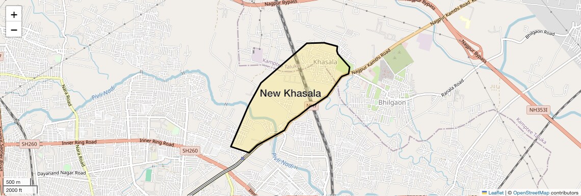 Location Map of New Khasala, Nagpur