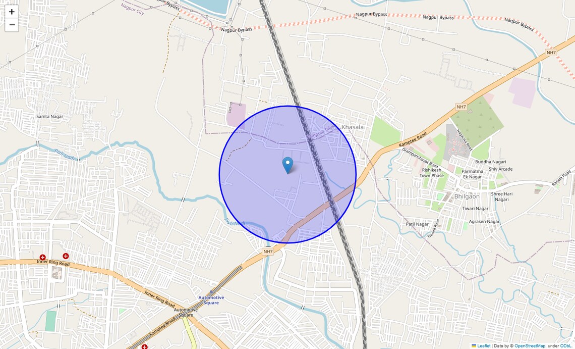 Location Map of New Khasala, Nagpur
