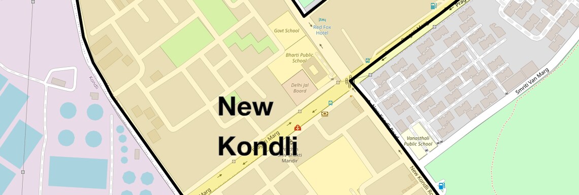 Location Map of New Kondli, Delhi