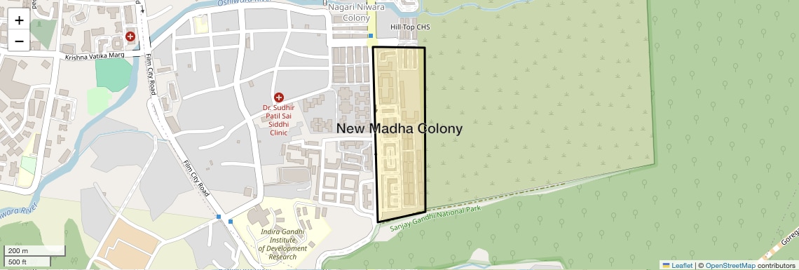 Location Map of New Madha Colony, Mumbai