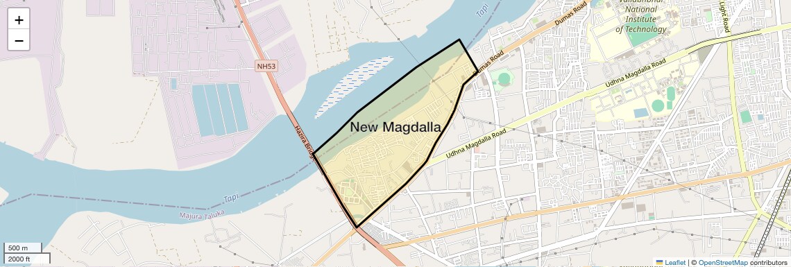 Location Map of New Magdalla, Surat