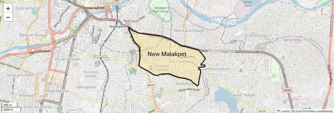 Location Map of New Malakpet, Hyderabad