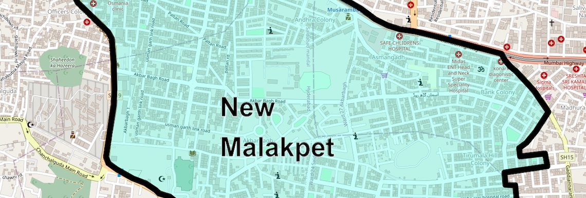 Location Map of New Malakpet, Hyderabad
