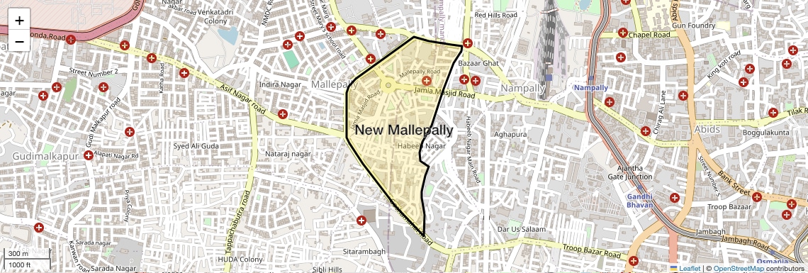 Location Map of New Mallepally, Hyderabad