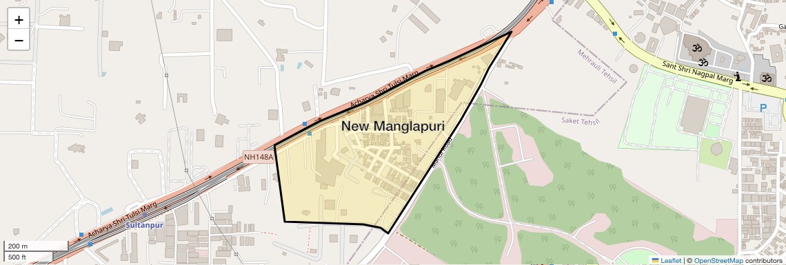 Location Map of New Manglapuri, Delhi