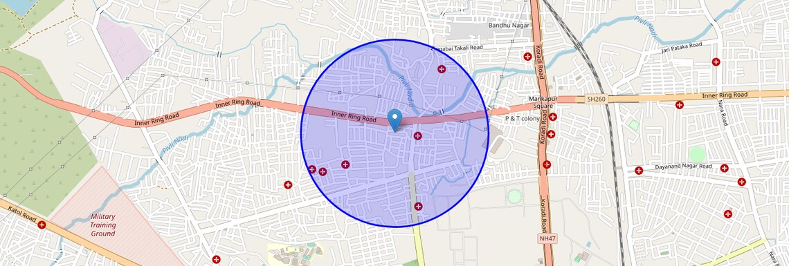 Location Map of New Mankapur, Nagpur