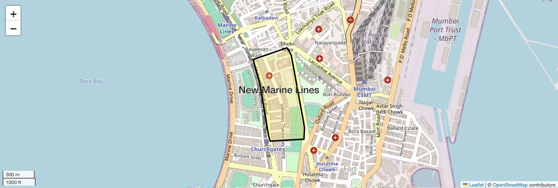 Location Map of New Marine Lines, Mumbai