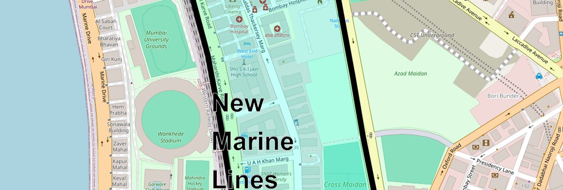 Location Map of New Marine Lines, Mumbai