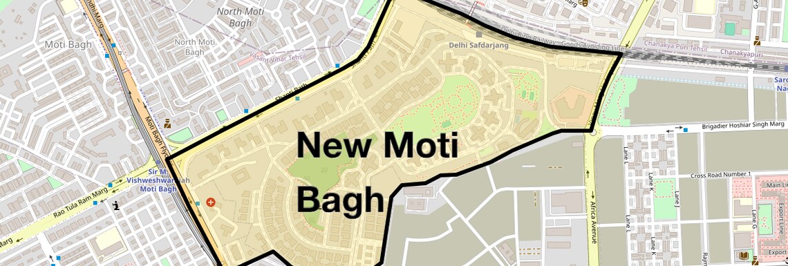 Location Map of New Moti Bagh, Delhi