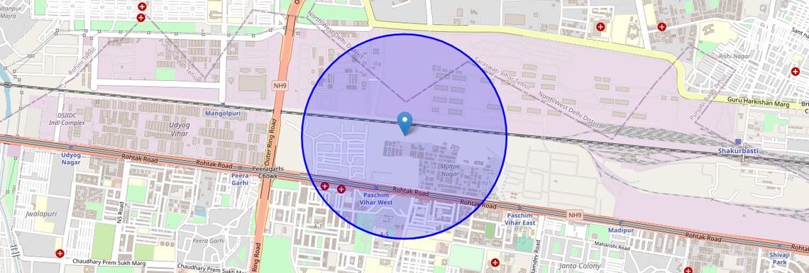 Location Map of New Multan Nagar, Delhi