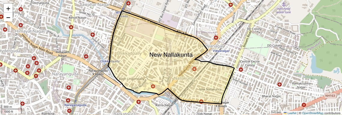 Location Map of New Nallakunta, Hyderabad