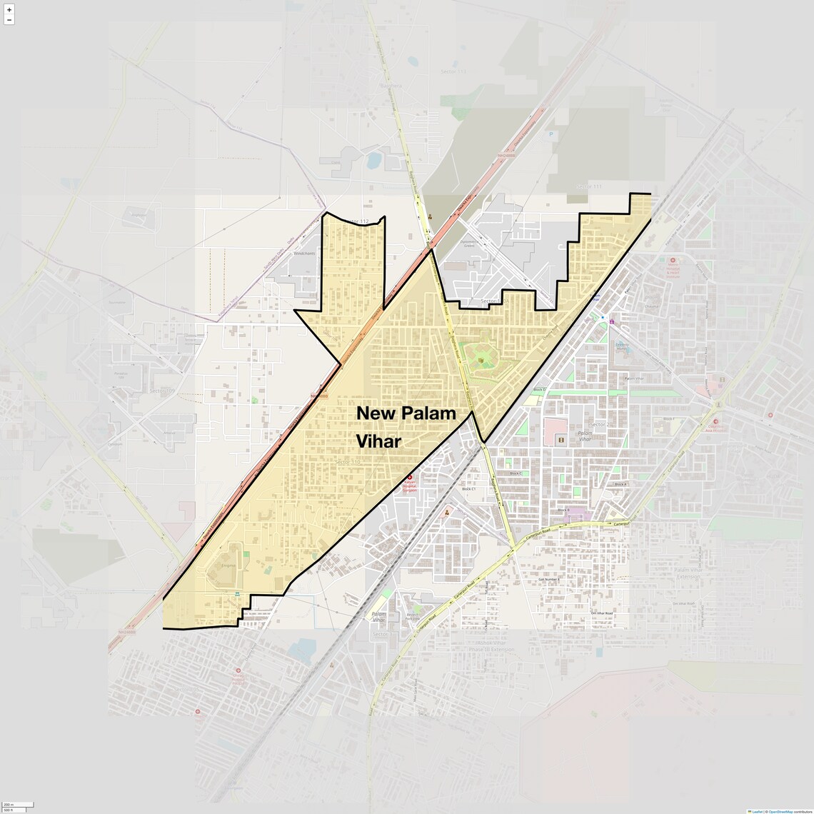 Location Map of New Palam Vihar, Gurgaon
