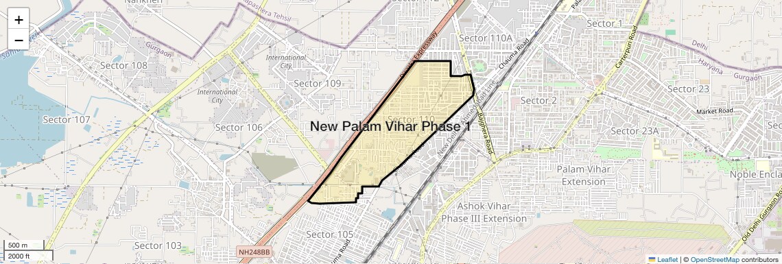 Location Map of New Palam Vihar Phase 1, Gurgaon
