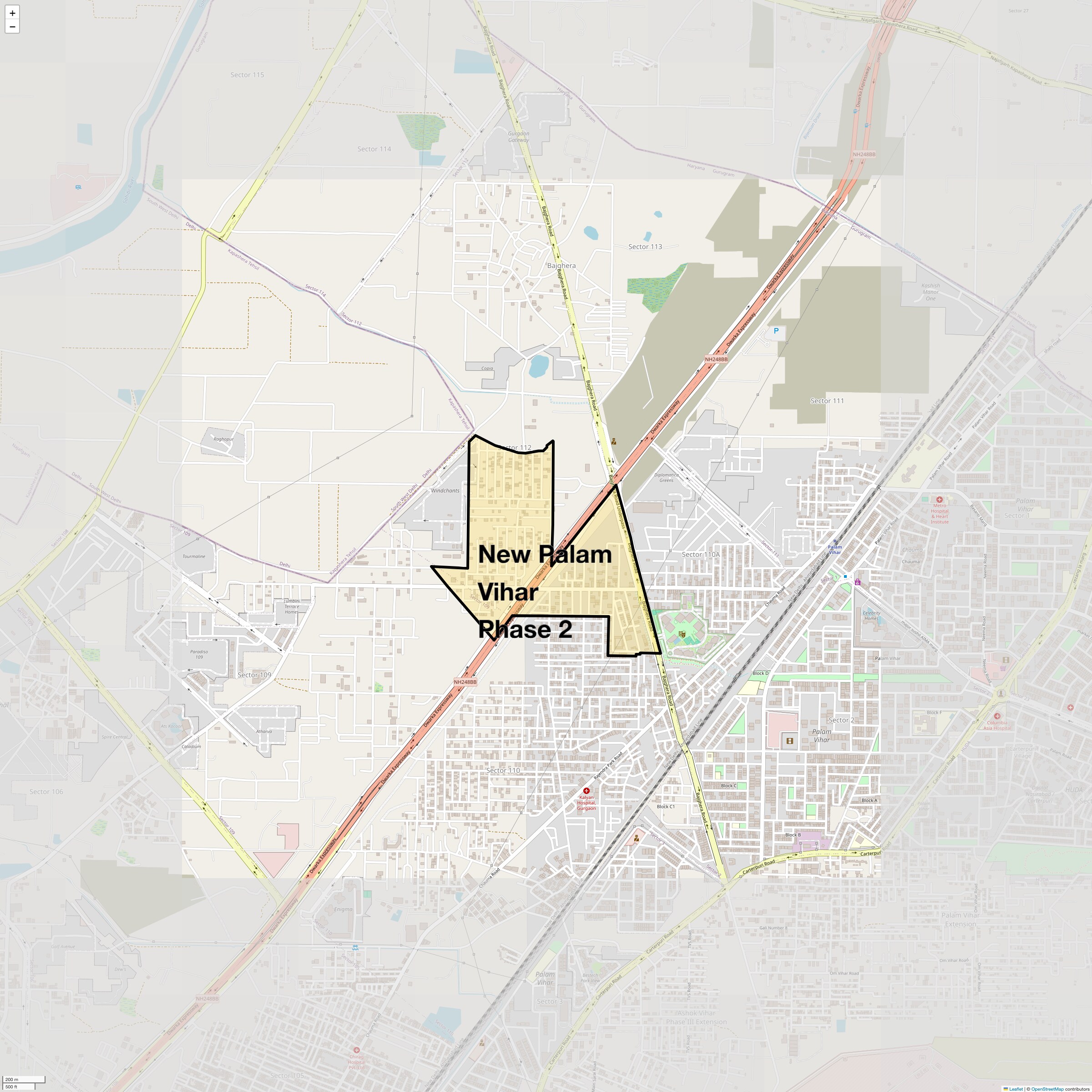 Location Map of New Palam Vihar Phase 2, Gurgaon