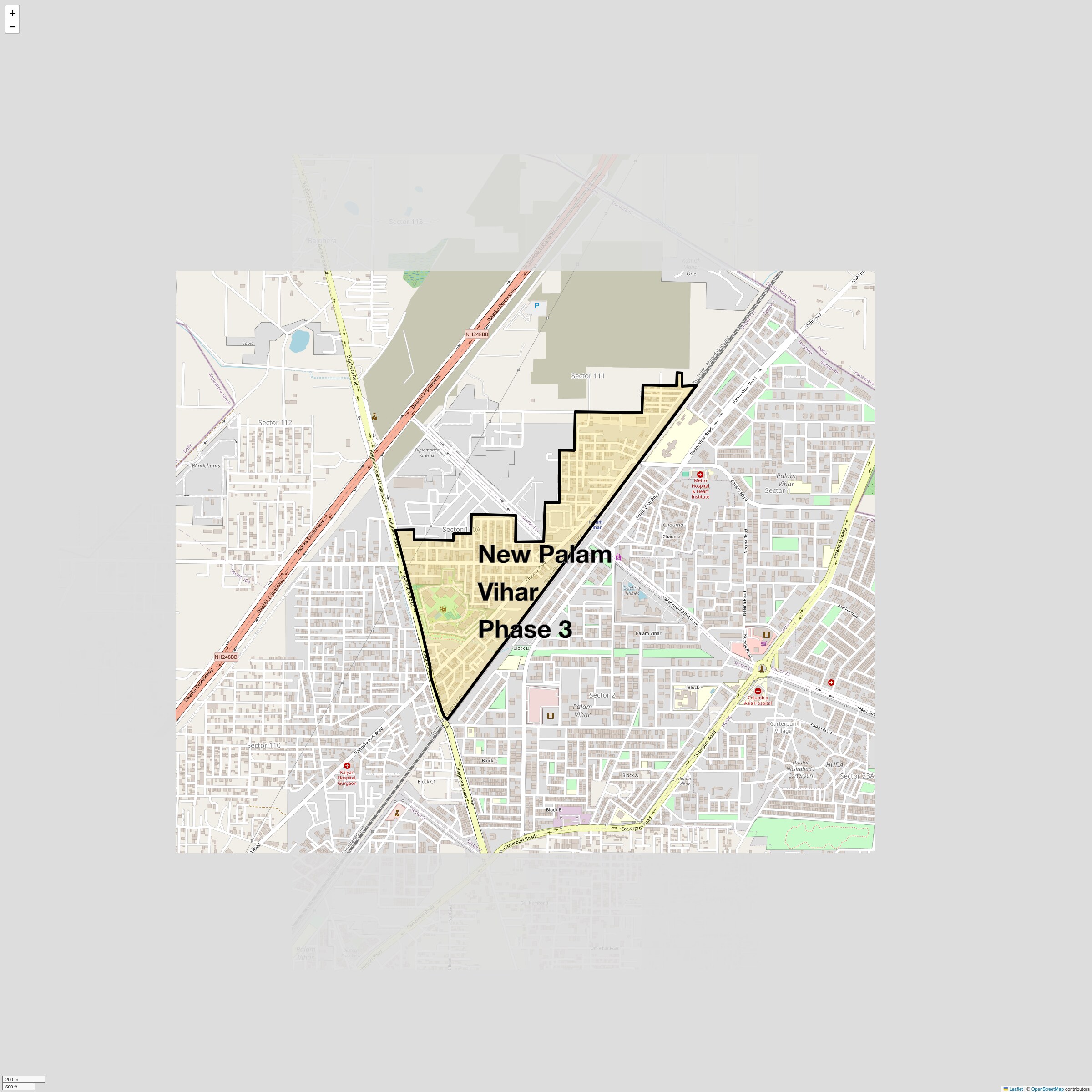 Location Map of New Palam Vihar Phase 3, Gurgaon