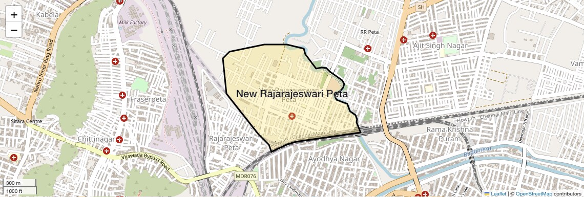 Location Map of New Rajarajeswari Peta, Vijayawada
