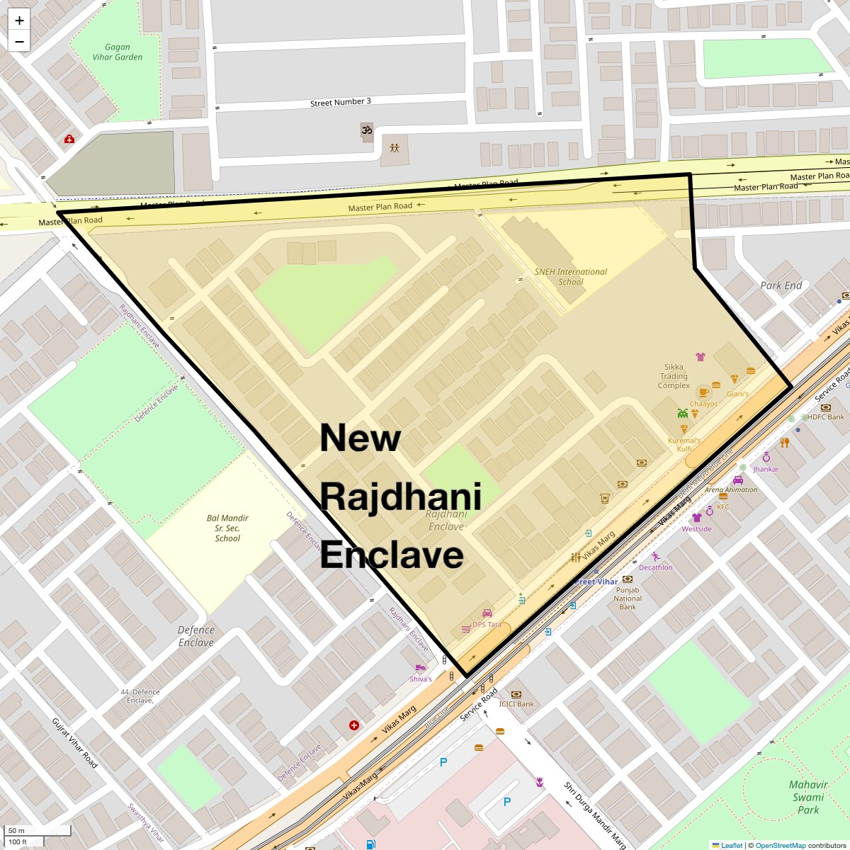 Location Map of New Rajdhani Enclave, Delhi