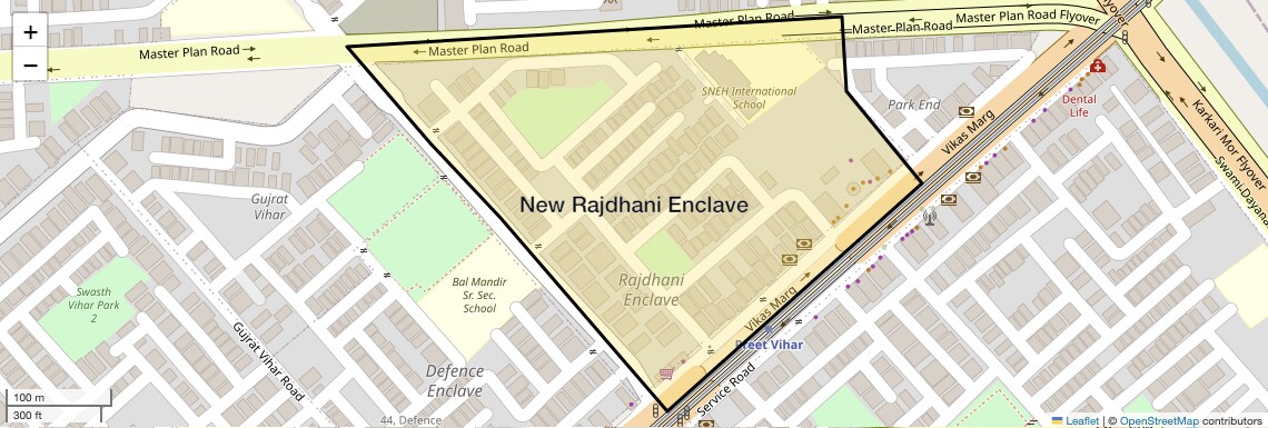 Location Map of New Rajdhani Enclave, Delhi