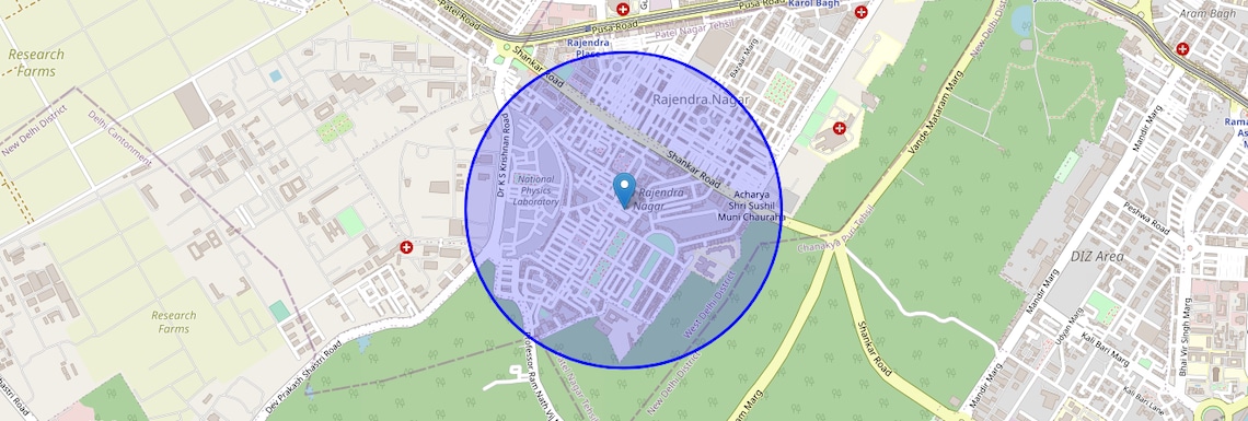 Location Map of New Rajinder Nagar, Delhi