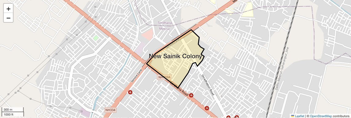 Location Map of New Sainik Colony, Meerut