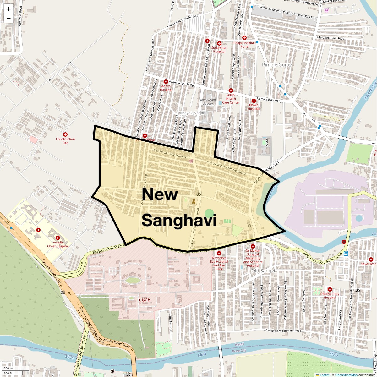 Location Map of New Sanghavi, Pune
