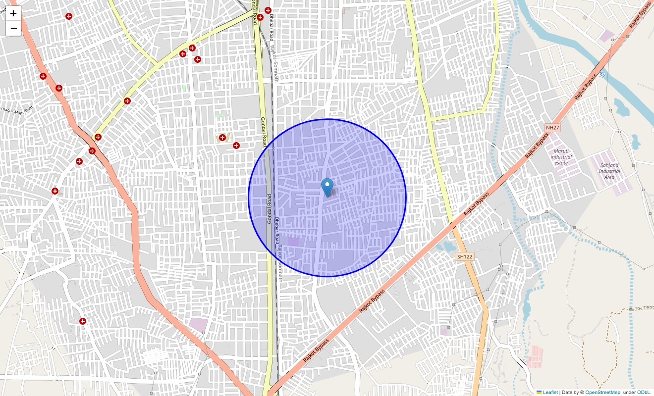 Location Map of New Sarvoday Society, Rajkot
