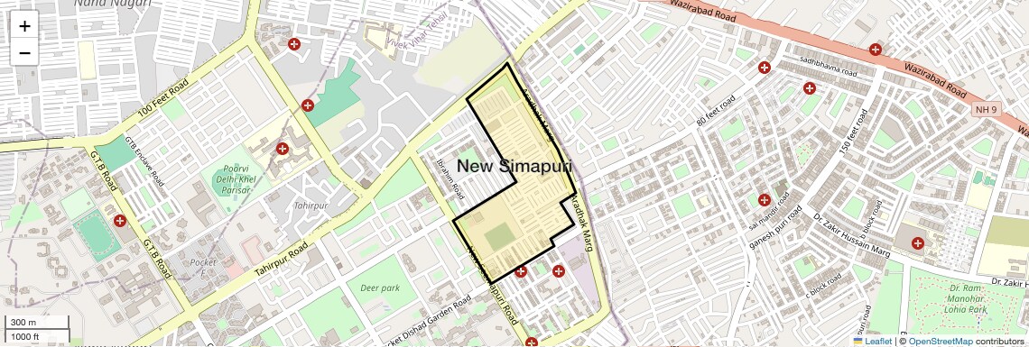 Location Map of New Simapuri, Delhi