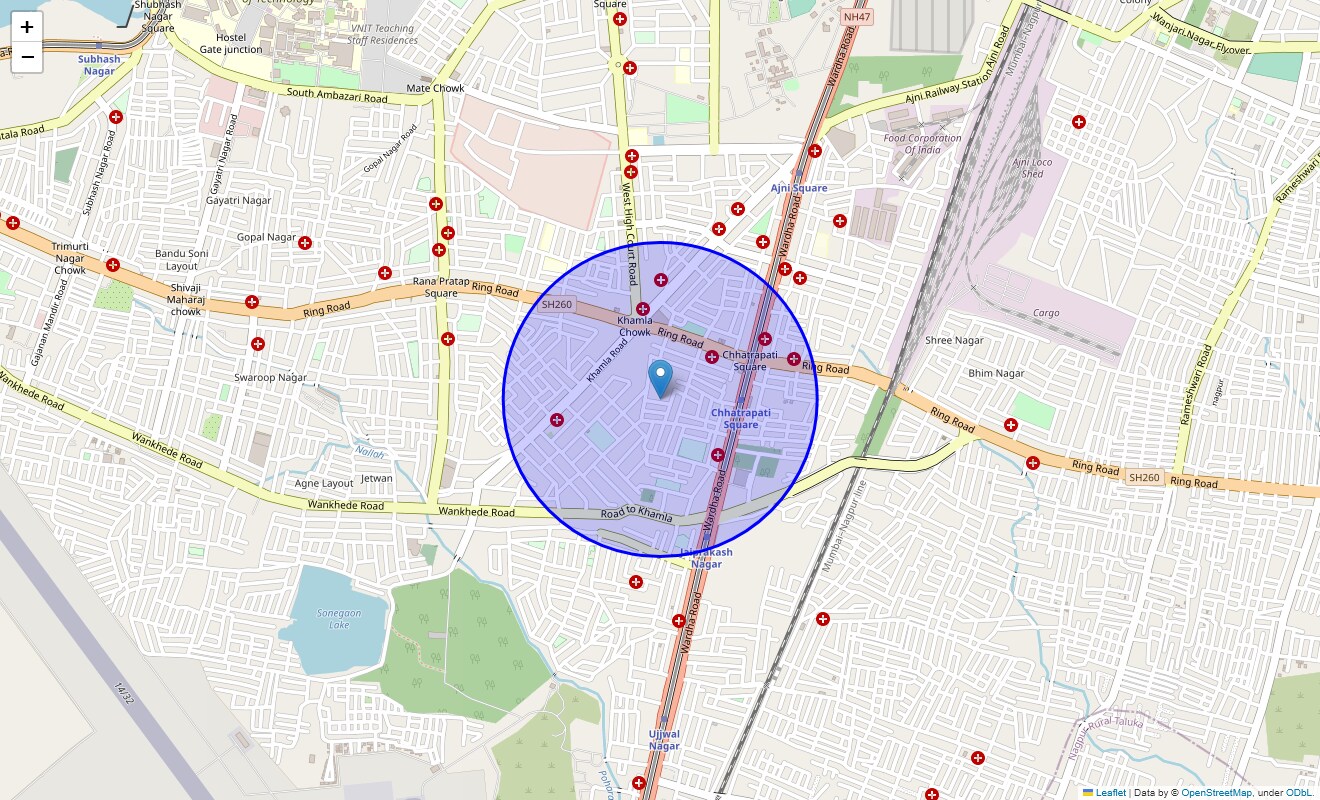 Location Map of New Sneh Nagar, Nagpur