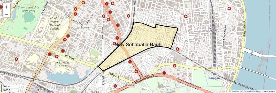 Location Map of New Sohabatia Bagh, Allahabad