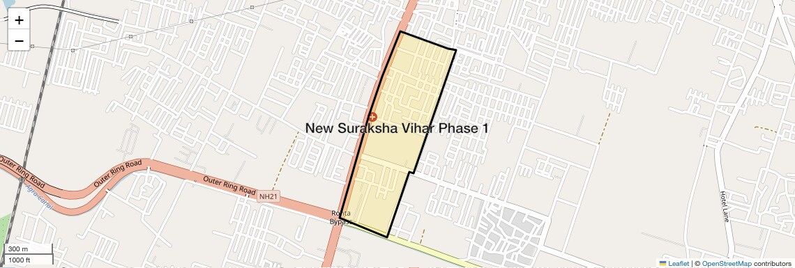 Location Map of New Suraksha Vihar Phase 1, Agra