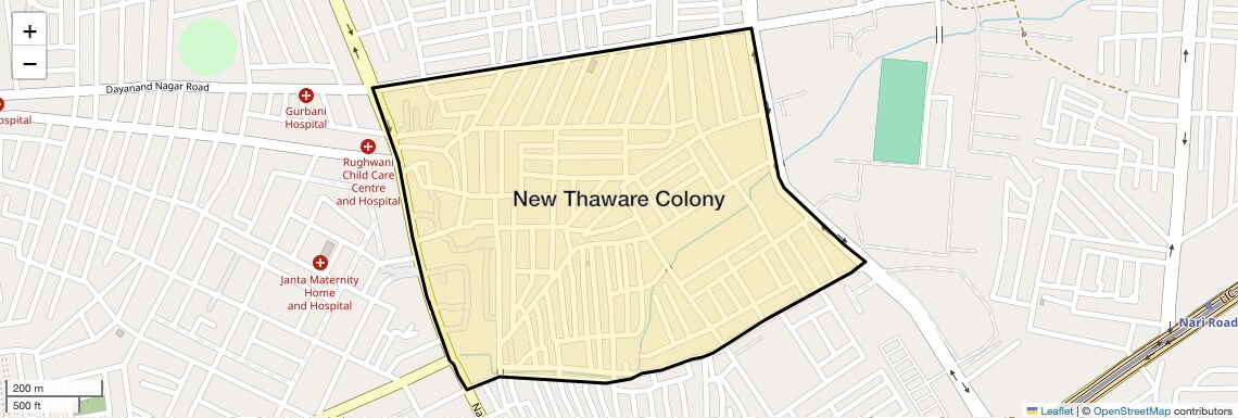 Location Map of New Thaware Colony, Nagpur