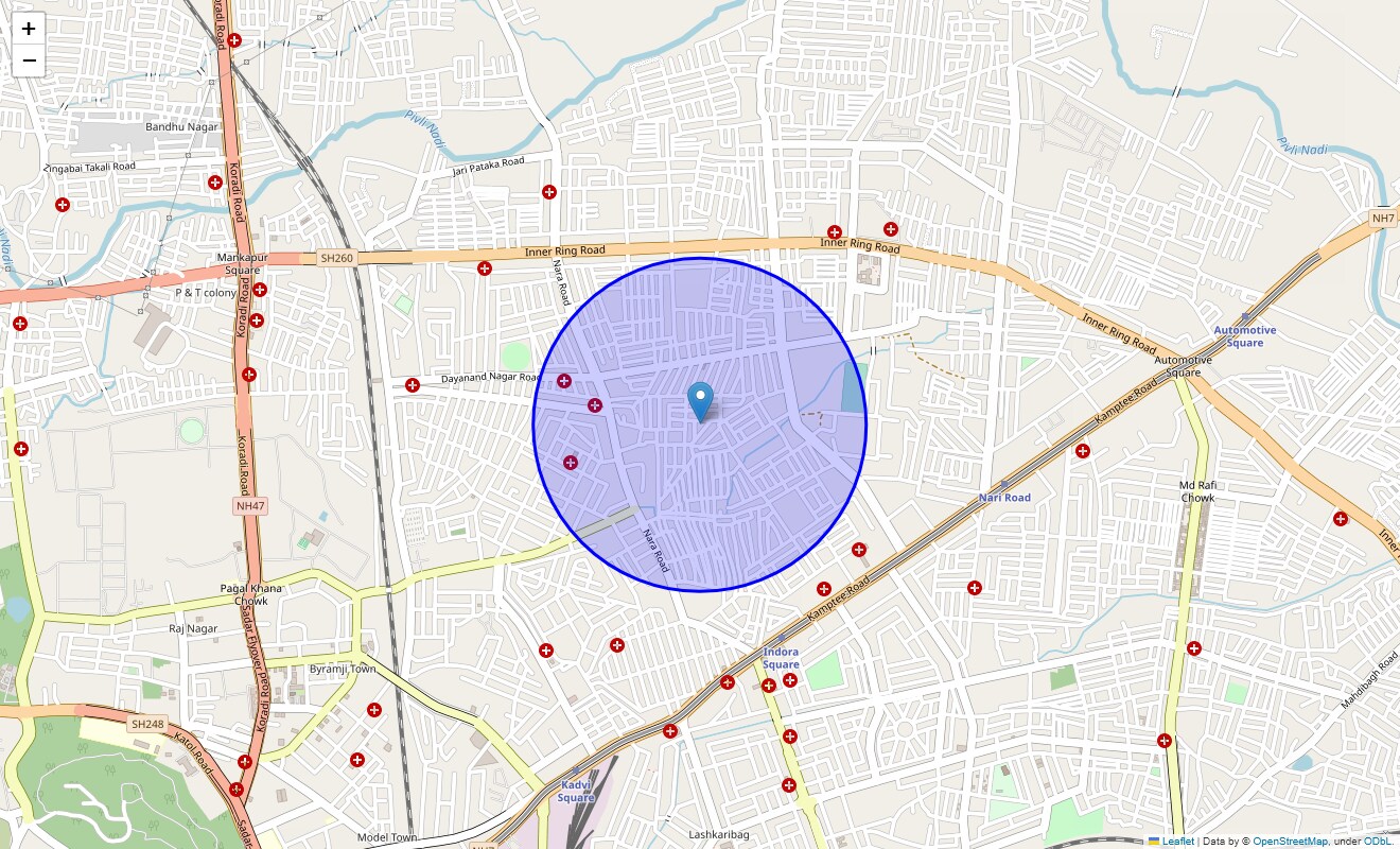 Location Map of New Thaware Colony, Nagpur